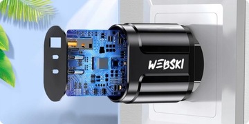 БЫСТРЫЙ БЛОК ПИТАНИЯ ПЕРЕМЕННОГО ТОКА 58 Вт 2xUSB-C PD 20 Вт + USB QC 3.0 18 Вт С КАБЕЛЕМ 5 В 1