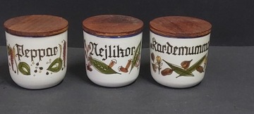3 x pojemnik na przyprawy ceramika Knabstrup Denmark vintage