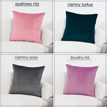 POSZEWKA NA PODUSZKĘ WELUROWA 40x40 GŁADKA VELVET PLUSZ RÓŻNE KOLORY