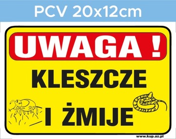 Tabliczka BHP Uwaga kleszcze #121 20x12cm P