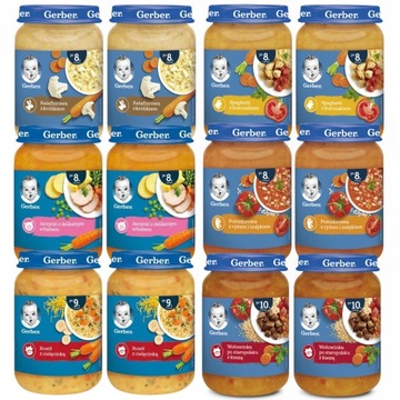 Gerber Zestaw Obiadek dla Dzieci MIX Smaków po 10. miesiącu 12x190g