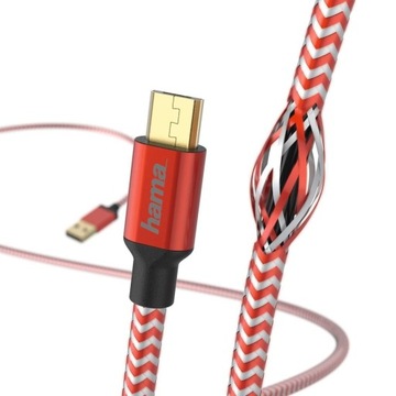 КАБЕЛЬ HAMA USB-microUSB 1,5М ОТРАЖЕННЫЙ красный