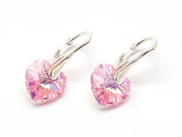 Srebrne Kolczyki 925 z kr. Swarovski Serca 10 LRAB