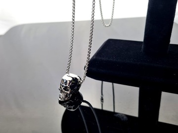 Серебряная цепочка с подвеской в ​​виде черепа в стиле панк, сталь 316L