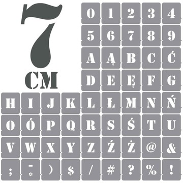 Szablony malarskie LITERY CYFRY 7 cm /wielorazowe/