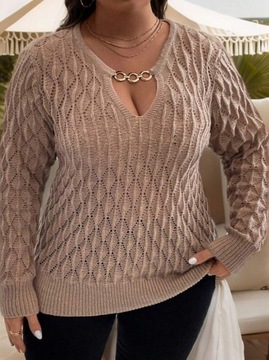 SHEIN CURVE Plus Sweter z wycięciami i łańcuszkiem 60/62