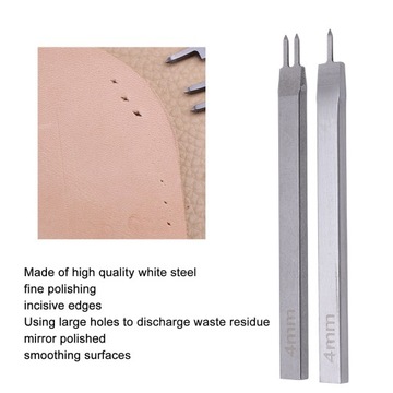 2шт. Долото для кожи со штифтом, белая сталь, 4 мм, с зазубренными краями 22