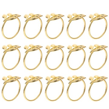 КОЛЬЦА ДЛЯ САЛФЕТОК ЗОЛОТЫЕ ЛИСТЬЯ НЕЖНЫЕ 15 ШТ.