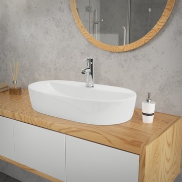 Umywalka Oval Shape 60x40x12 cm White Ceramic ML