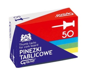 Pinezki tablicowe kolorowe (50szt) GRAND