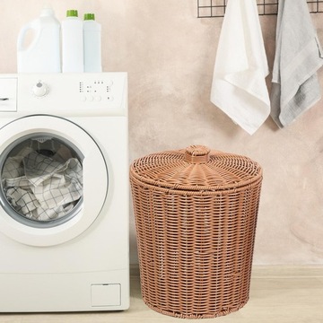 Корзины для хранения Корзина с крышкой Плетеная корзина для мусора для унитаза 23,5x28,5 см