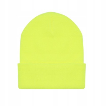 CZAPKA ZIMOWA ROBOCZA AKRYL DZIANA WYWIJANKA MYCKA YELLOW neon ŻÓŁTA beanie