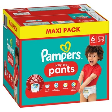 PAMPERS Pieluchomajtki PANTS 6 pieluszki 70 szt
