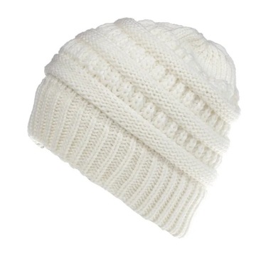 Zimowa czapka damska z daszkiem czapka z górnym dziurką dla kobiet