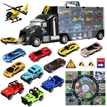 TRANSPORTER ZESTAWU MODELI SAMOCHODÓW DLA DZIECI WIELE ZABAWY