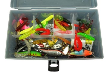 НАБОР СПИННИНГ-бокса + 90 штук JAXON LURE, лист воблера твистер