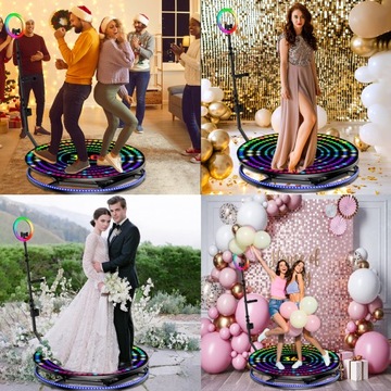 360 Photo Booth Video Motion Automatyczna Obrotowa Platforma Selfie Impreza 68 cm