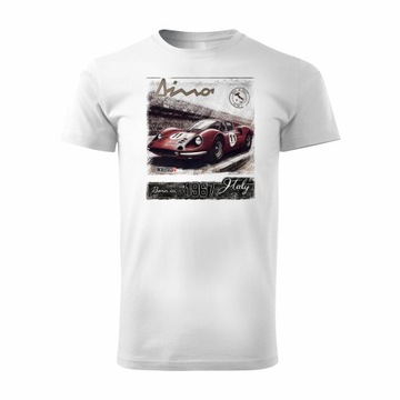 Koszulka z samochodem Ferrari Dino F1 Le Mans na prezent motoryzacyjna