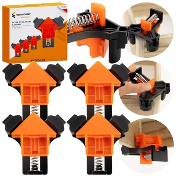 ŚCISK STOLARSKI KĄTOWY ZACISK UCHWYT 90° DO NAROŻNIKÓW DREWNA MEBLI 4szt