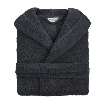 DAMSKI SZLAFROK BAWEŁNIANY Z KAPTUREM GRAFIT S/M