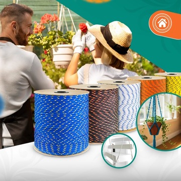 LINA Pleciona Żeglarska POLIPROPYLENOWA wytrzymała 5mm żółta linka 200mb