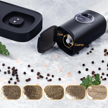 2X MŁYNEK ELEKTRYCZNY DO PIEPRZU SOLI PRZYPRAW USB Z OŚWIETLENIEM LED