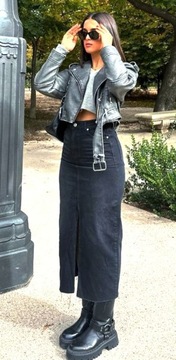 Bershka spódnica m 38 czarna jeansowa długa denim