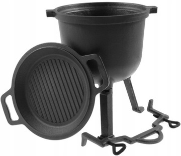 KOCIOŁEK ŻELIWNY 2W1 POKRYWA GRILL 8L ROSSNER