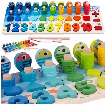 Деревянный пазл-сортировщик, рыбалка, развивающая доска Монтессори