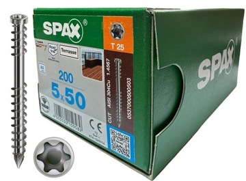 SPAX WKRĘTY 5x50 A2 SREBRO SREBRNE 200SZT