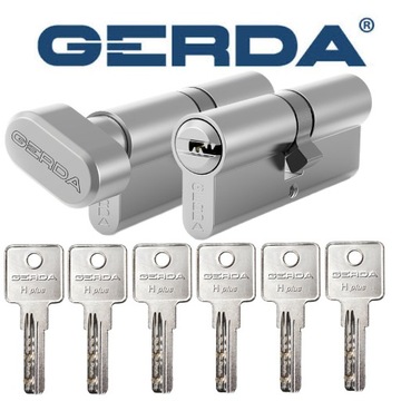 KOMPLET WKŁADEK GERDA H PLUS GAŁKA G30/30 + 30/30 SATYNA 6 KLUCZY