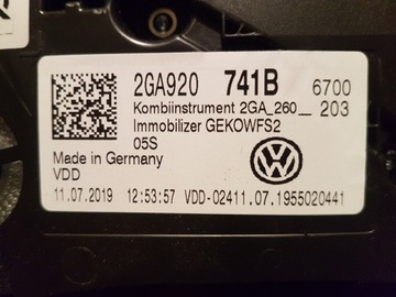 PŘÍSTROJOVÁ DESKA BUDÍKY VW 2GA920741B
