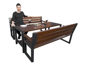 ZESTAW MEBLI OGRODOWYCH drewniane LOFT 6-8 osobowe