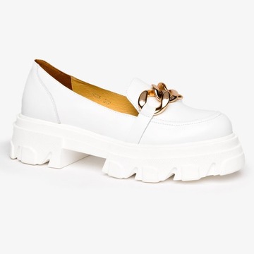 ОБУВЬ НА ПЛАТФОРМЕ МОКАСИНЫ, КОЖА, ЦЕПЬ, размер 37