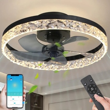 Plafon z Wentylatorem Wiatrakiem LED Lampa Wentylator Sufitowy APKA + PILOT