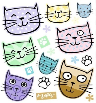 Наклейки-кошки на одежду с утюгом