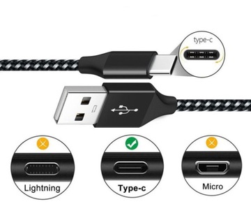 Кабель USB Type C 3A, 2 м для быстрой зарядки