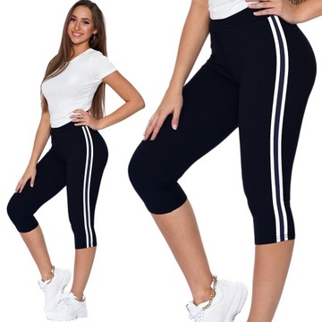 Moraj Legginsy 3/4 z Lampasem 1100-016 czarny L/XL