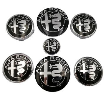 ALFA ROMEO LOGO EMBLEMAT 7 SZTUK KOMPLET BLACK