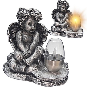 СЕРАЯ ГИПСОВАЯ ФИГУРКА Гробница СОЛНЕЧНАЯ СВЕТОДИОДНАЯ ЛАМПА