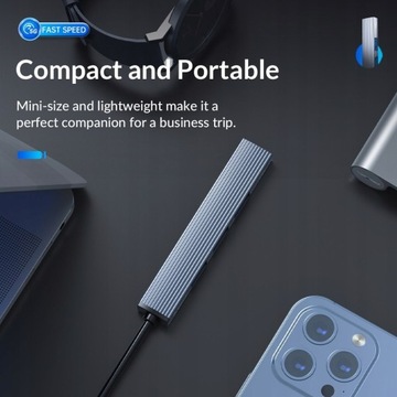 USB-C HUB 3x USB microSD 5 ГБ/с ORICO, алюминий