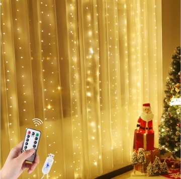 ЛАМПЫ СВЕТОВАЯ ЗАВЕСА LED 300 3х1М ТЁПЛЫЙ БЕЛЫЙ