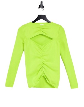 Topshop limonkowy dzianinowy top damski defekt M