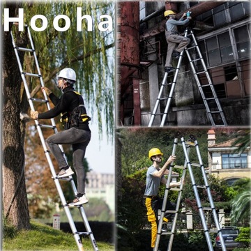 Лестница телескопическая двусторонняя, складная, с сумкой для инструментов + колеса.