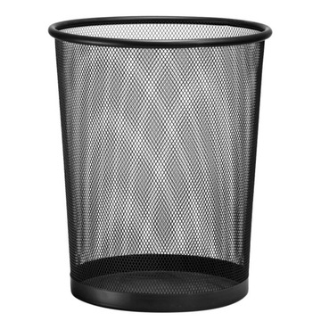 Kosz na śmieci metalowy biurowy czarny siatka na papier 19L czarny