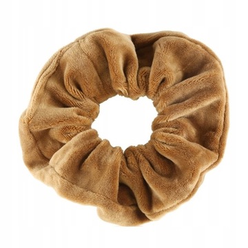 Gumka do włosów duża SCRUNCHIE Welur Jasnobrązowa