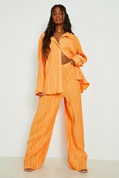 Boohoo pomarańczowe plisowane szerokie spodnie 42
