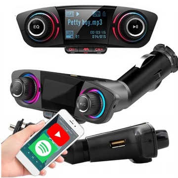 SAMOCHODOWY TRANSMITER FM MP3 SD BLUETOOTH ZESTAW GŁOŚNOMÓWIĄCY ŁADOWARKA