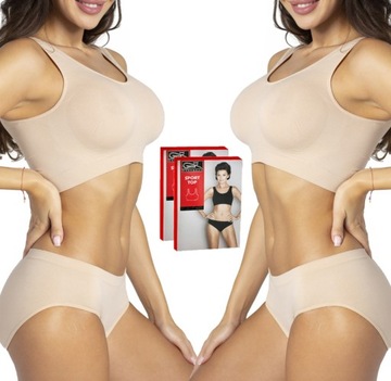 ZESTAW GATTA 2X BEZSZWOWY BIUSTONOSZ SPORT TOP NATURAL S