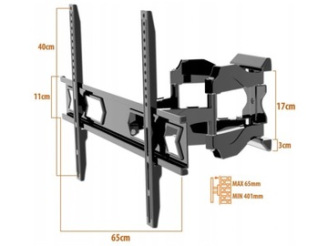 ПРОЧНЫЙ НАСТЕННЫЙ КРОНШТЕЙН/ВЕШАЛКА ДЛЯ ТВ 37–75 ДЮЙМОВ, РЕГУЛИРУЕМАЯ МАКС. 50 КГ